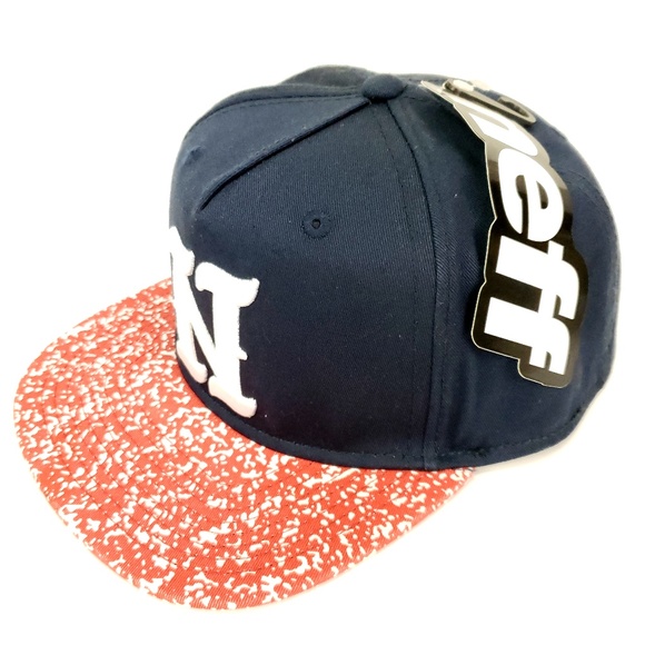 NEFF the Company Snapback Hat Surfer Skateboard Cap N Logo Navy Red Adjustable - Picture 3 of 8